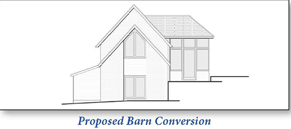 Lot: 27 - FOUR ACRES WITH BARNS FOR CONVERSION AND CONSTRUCTION OF A SUBSTANTIAL NEW DWELLING - Proposed new house